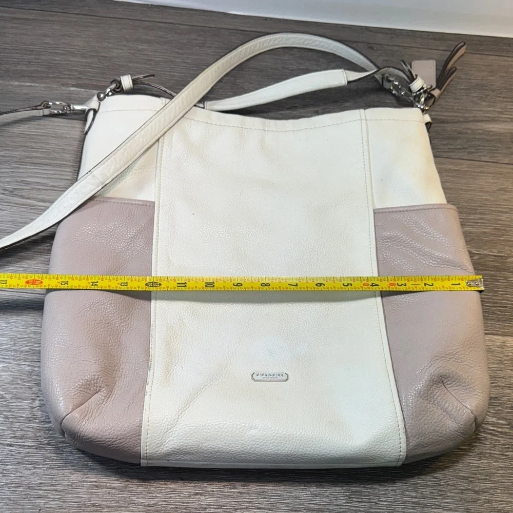 Auth COACH Park Color Block Hobo F31304 Cream Gray Leather - Handbag